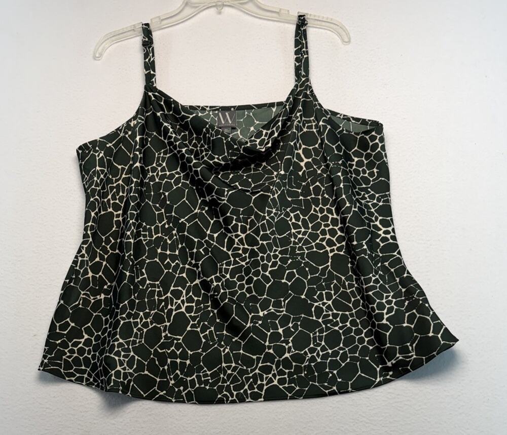 Worthington Size 0X Green Giraffe Print Adjustable Tank Top Blouse Party Office